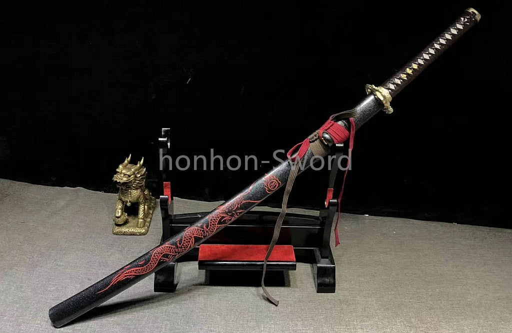L6 Steel Clay Tempered Japanese Katana Shiage-Togi Samurai Sword 26inch Brass Tsuba Full Tang For Battle