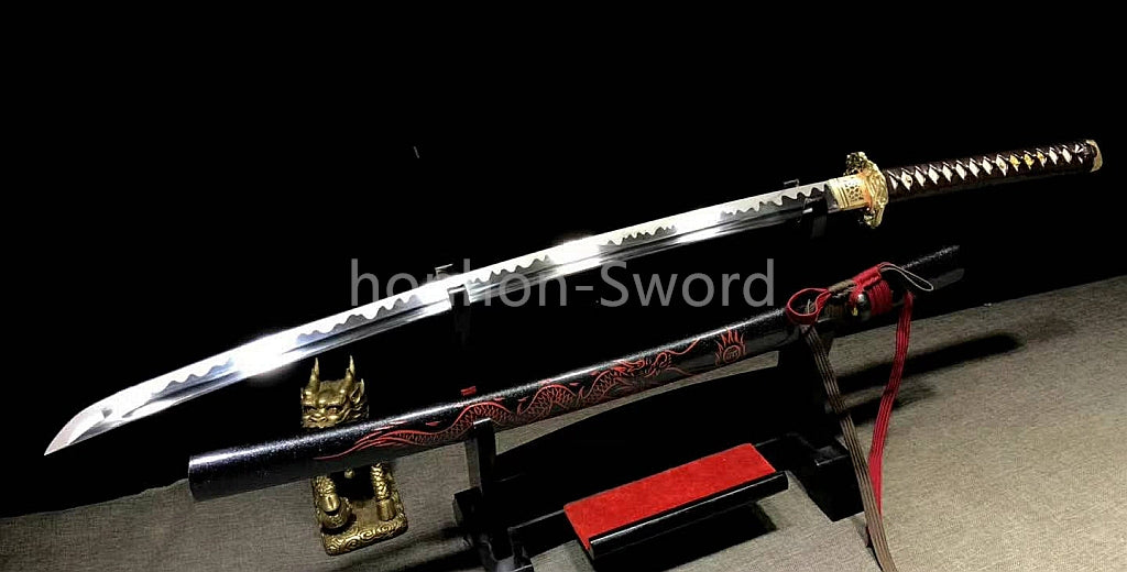 L6 Steel Clay Tempered Japanese Katana Shiage-Togi Samurai Sword 26inch Brass Tsuba Full Tang For Battle