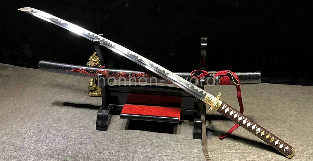 L6 Steel Clay Tempered Japanese Katana Shiage-Togi Samurai Sword 26inch Brass Tsuba Full Tang For Battle