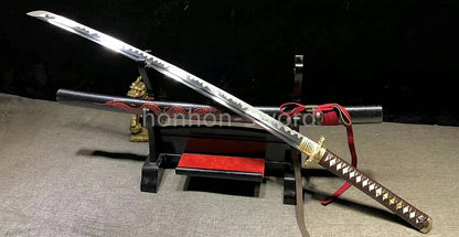 L6 Steel Clay Tempered Japanese Katana Shiage-Togi Samurai Sword 26inch Brass Tsuba Full Tang For Battle