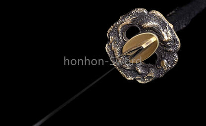 Épée Nagamaki en acier à ressort, véritable épée de samouraï japonaise, forgée à la main pour la bataille, noire, 9260 