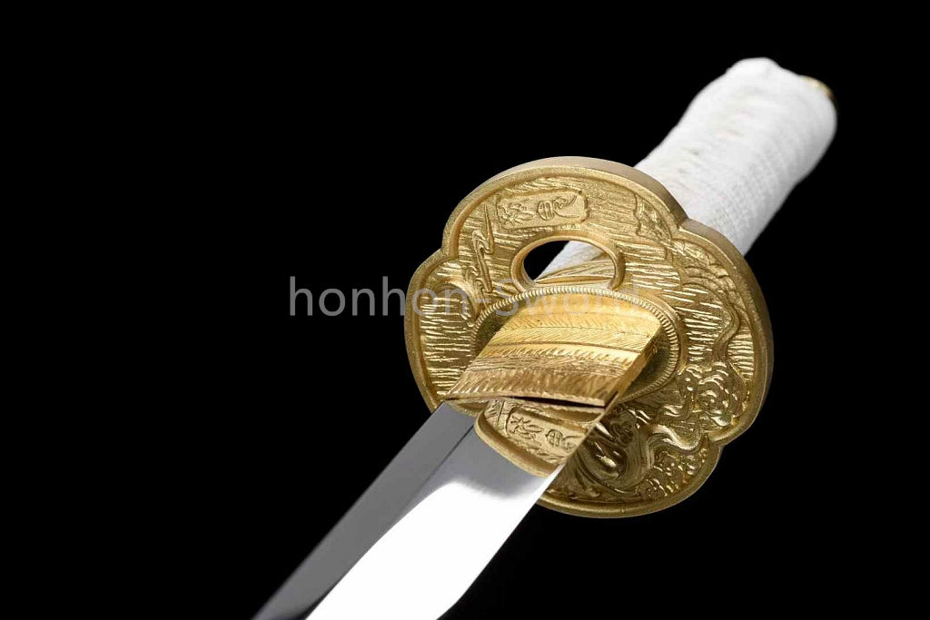 Épée Nagamaki en acier à ressort, véritable épée de samouraï japonaise, forgée à la main pour la bataille, noire, 9260 