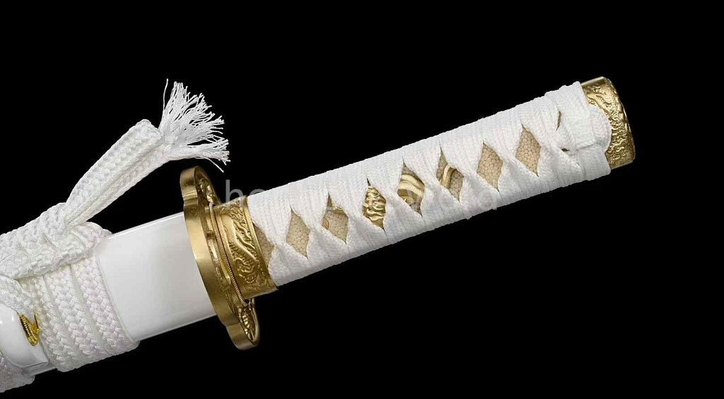 Épée Nagamaki en acier à ressort, véritable épée de samouraï japonaise, forgée à la main pour la bataille, noire, 9260 