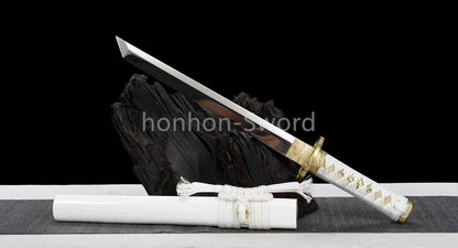 Épée Nagamaki en acier à ressort, véritable épée de samouraï japonaise, forgée à la main pour la bataille, noire, 9260 
