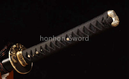 Katana à lame bleue en acier à haute teneur en carbone 1095, épée de samouraï japonais, épée complète noire 