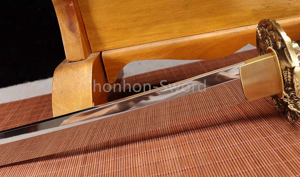 Katana à lame bleue en acier à haute teneur en carbone 1095, épée de samouraï japonais, épée complète noire 