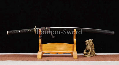 Katana à lame bleue en acier à haute teneur en carbone 1095, épée de samouraï japonais, épée complète noire 