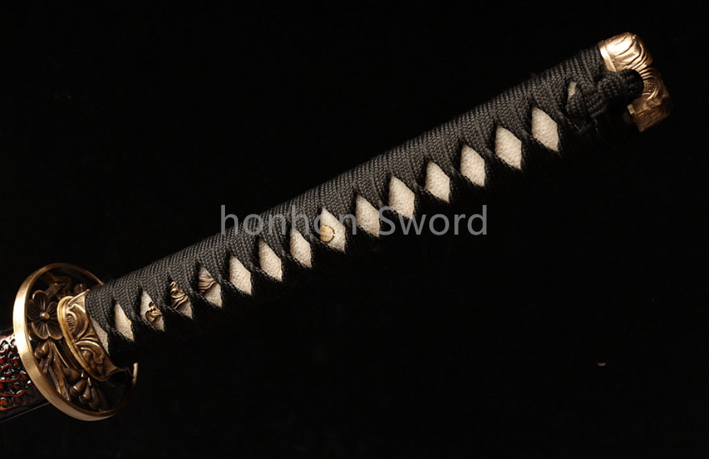 Katana à lame bleue en acier à haute teneur en carbone 1095, épée de samouraï japonais, épée complète noire 