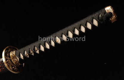 Katana à lame bleue en acier à haute teneur en carbone 1095, épée de samouraï japonais, épée complète noire 