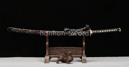 Katana à lame bleue en acier à haute teneur en carbone 1095, épée de samouraï japonais, épée complète noire 