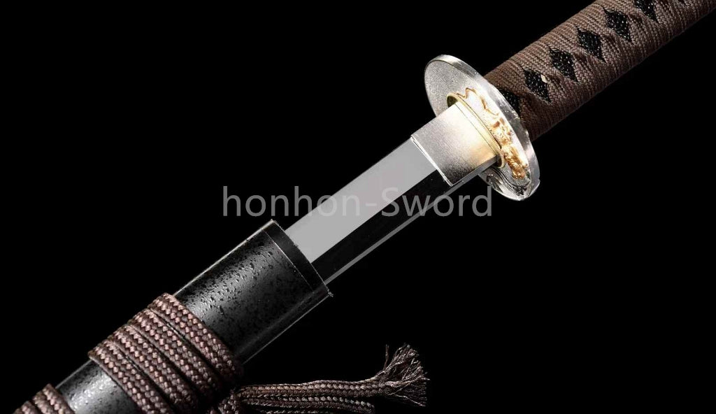 Katana à lame bleue en acier à haute teneur en carbone 1095, épée de samouraï japonais, épée complète noire 