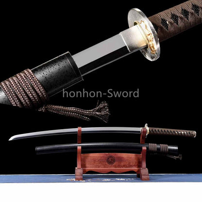 Katana à lame bleue en acier à haute teneur en carbone 1095, épée de samouraï japonais, épée complète noire 