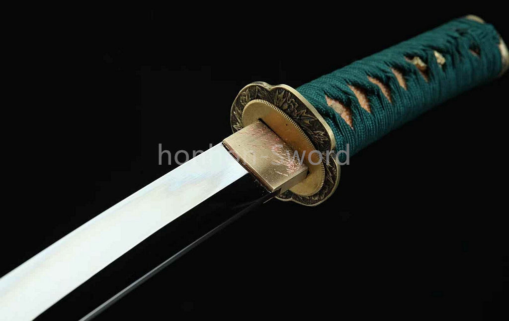 Katana en acier à haute teneur en manganèse, épée de samouraï japonais, prête pour la bataille, Saya blanche dorée 