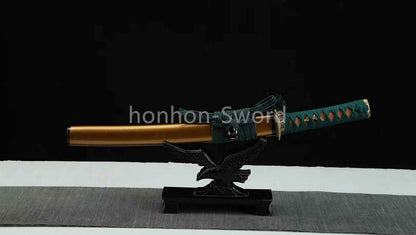 Katana en acier à haute teneur en manganèse, épée de samouraï japonais, prête pour la bataille, Saya blanche dorée 