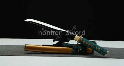 Katana en acier à haute teneur en manganèse, épée de samouraï japonais, prête pour la bataille, Saya blanche dorée 
