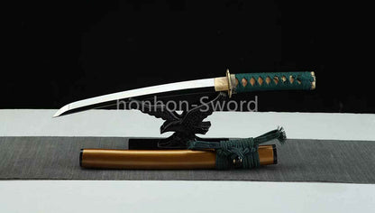 Katana en acier à haute teneur en manganèse, épée de samouraï japonais, prête pour la bataille, Saya blanche dorée 