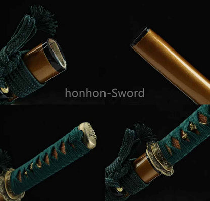 Katana en acier à haute teneur en manganèse, épée de samouraï japonais, prête pour la bataille, Saya blanche dorée 