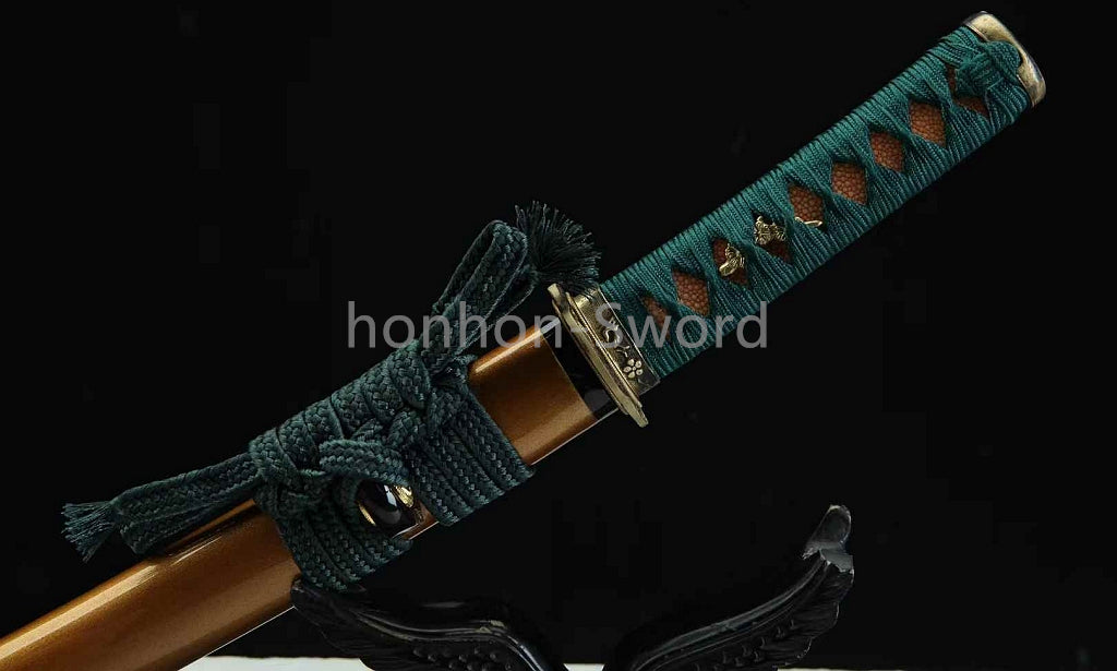 Katana en acier à haute teneur en manganèse, épée de samouraï japonais, prête pour la bataille, Saya blanche dorée 