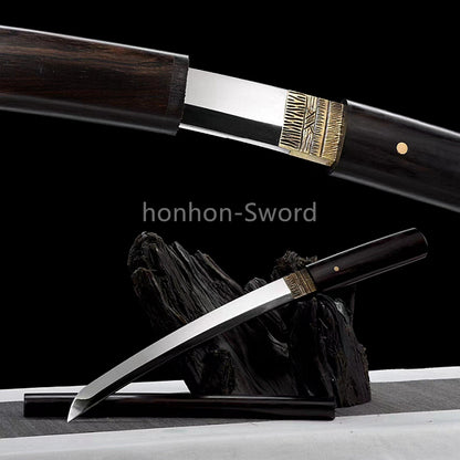 12inch L6 Steel Japanese Katana Samurai Sword Ebony Wood Full Tang For Battle Black