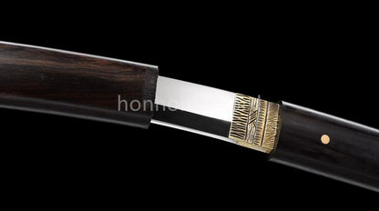 12inch L6 Steel Japanese Katana Samurai Sword Ebony Wood Full Tang For Battle Black