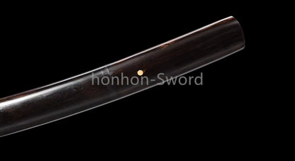12inch L6 Steel Japanese Katana Samurai Sword Ebony Wood Full Tang For Battle Black