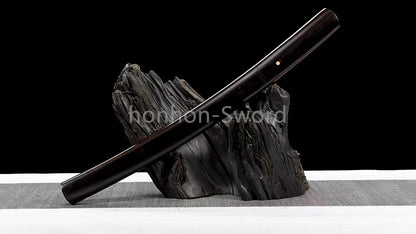 12inch L6 Steel Japanese Katana Samurai Sword Ebony Wood Full Tang For Battle Black
