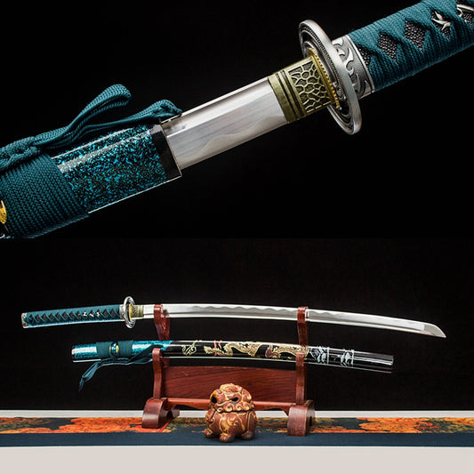 High Manganese Steel Japanese Katana SHINOGI ZUKURI Samurai Sword Full Tang Blue