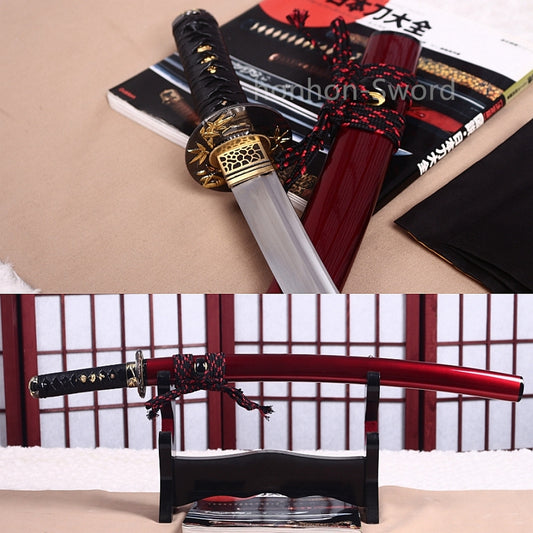 Épée Nagamaki en acier à ressort, véritable épée de samouraï japonaise, forgée à la main pour la bataille, noire, 9260 