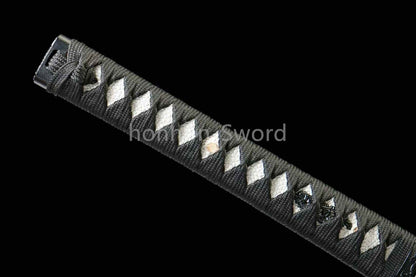 1095 Kohlenstoffstahl Katana Blaue Klinge Japanisches Samurai-Schwert Full Tang Schwarz 