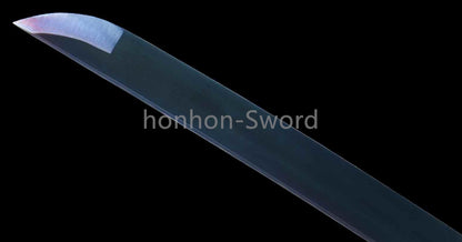 1095 Kohlenstoffstahl Katana Blaue Klinge Japanisches Samurai-Schwert Full Tang Schwarz 